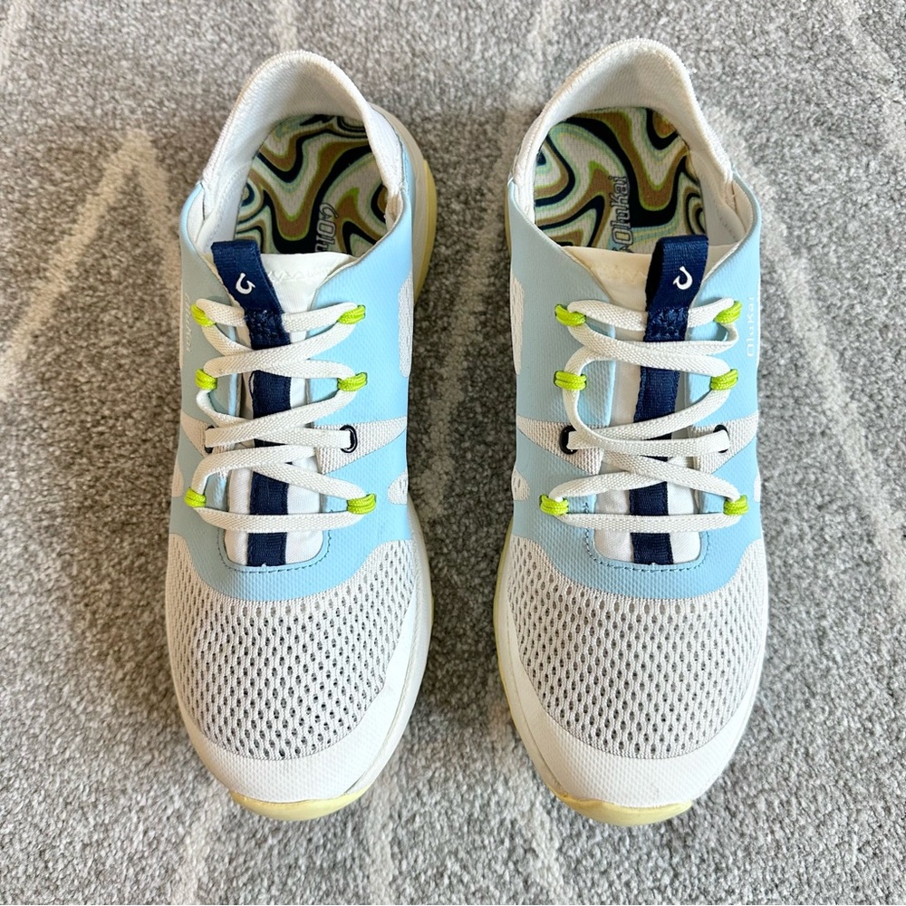 OluKai Huai White and Blue Sneakers Size 8.5 - Picture 3 of 9